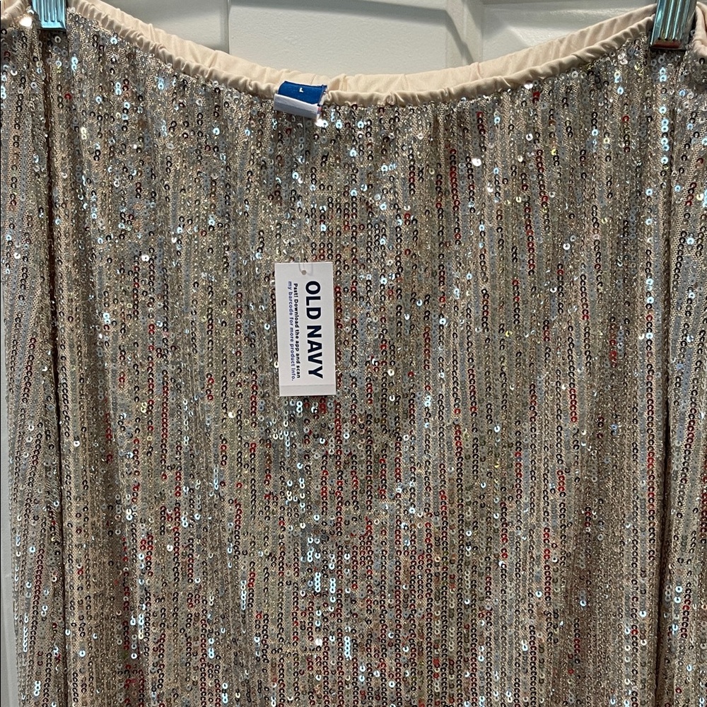 Old Navy Gold sequin Maxi Skirt size L NWT - Picture 2 of 7